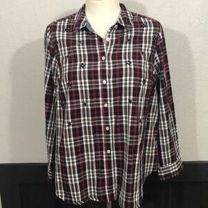 Charter Club LS Holiday Plaid Relaxed Button Shirt‎